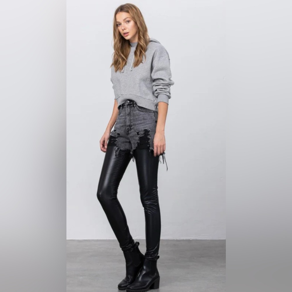 Insane Gene High Rise Pleather Combo Denim Pants New
HI-RISE ANKLE SKINNY